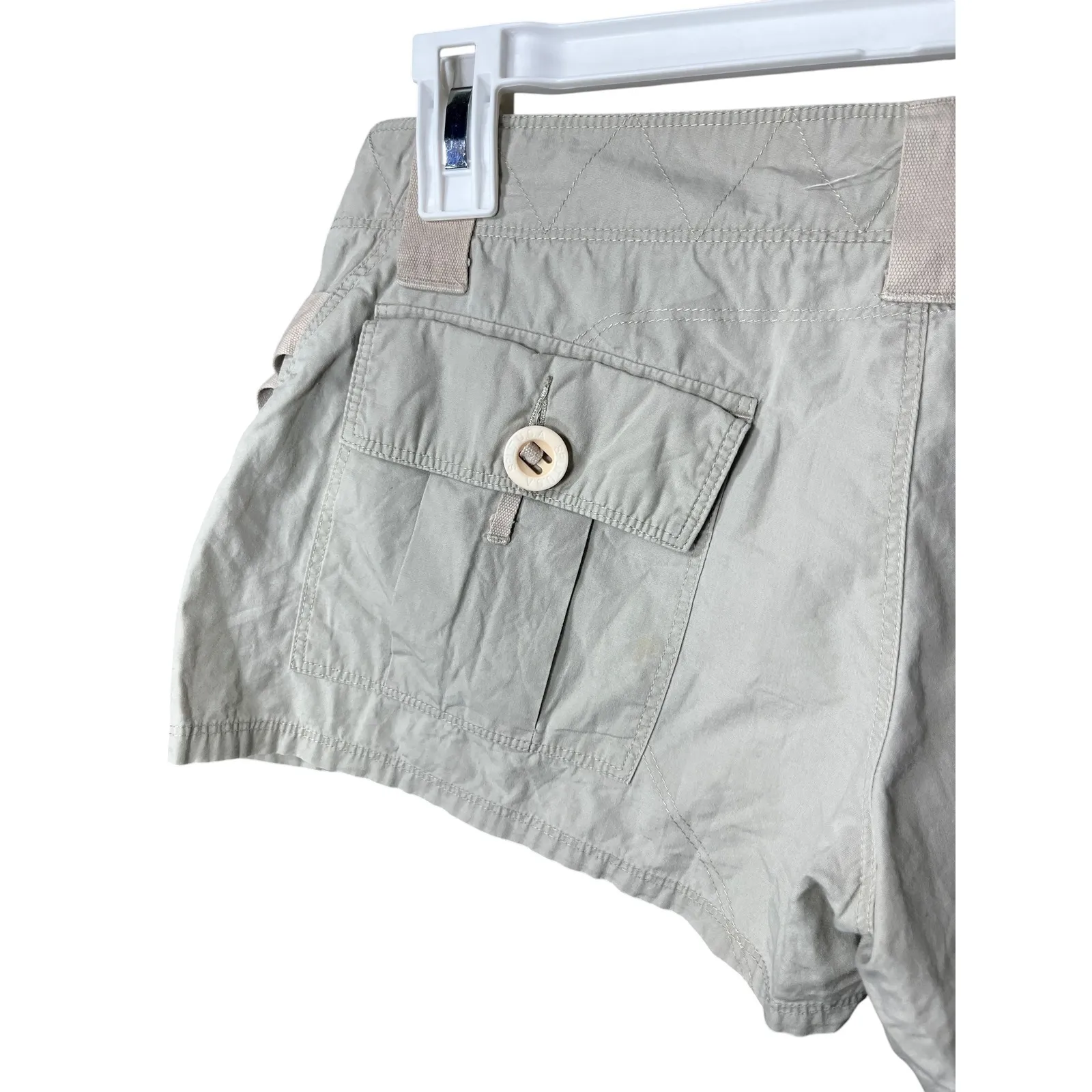 Split Y2K Tan Low Rise Shorts‎ Pockets Casual Size 7 Green - Image 7