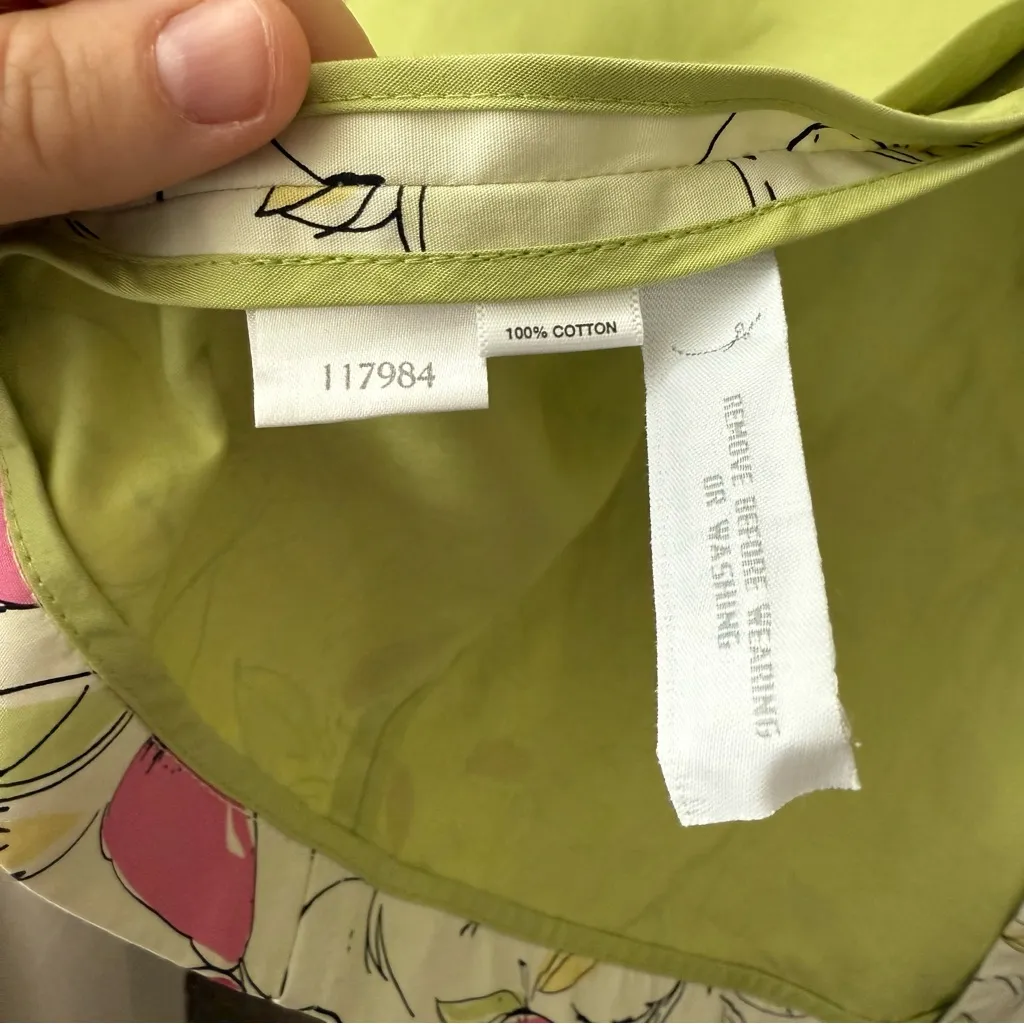 Ann Taylor LOFT Vintage Y2K Fruit Print Apple Pear Trench Coat Jacket Cotton - Image 5