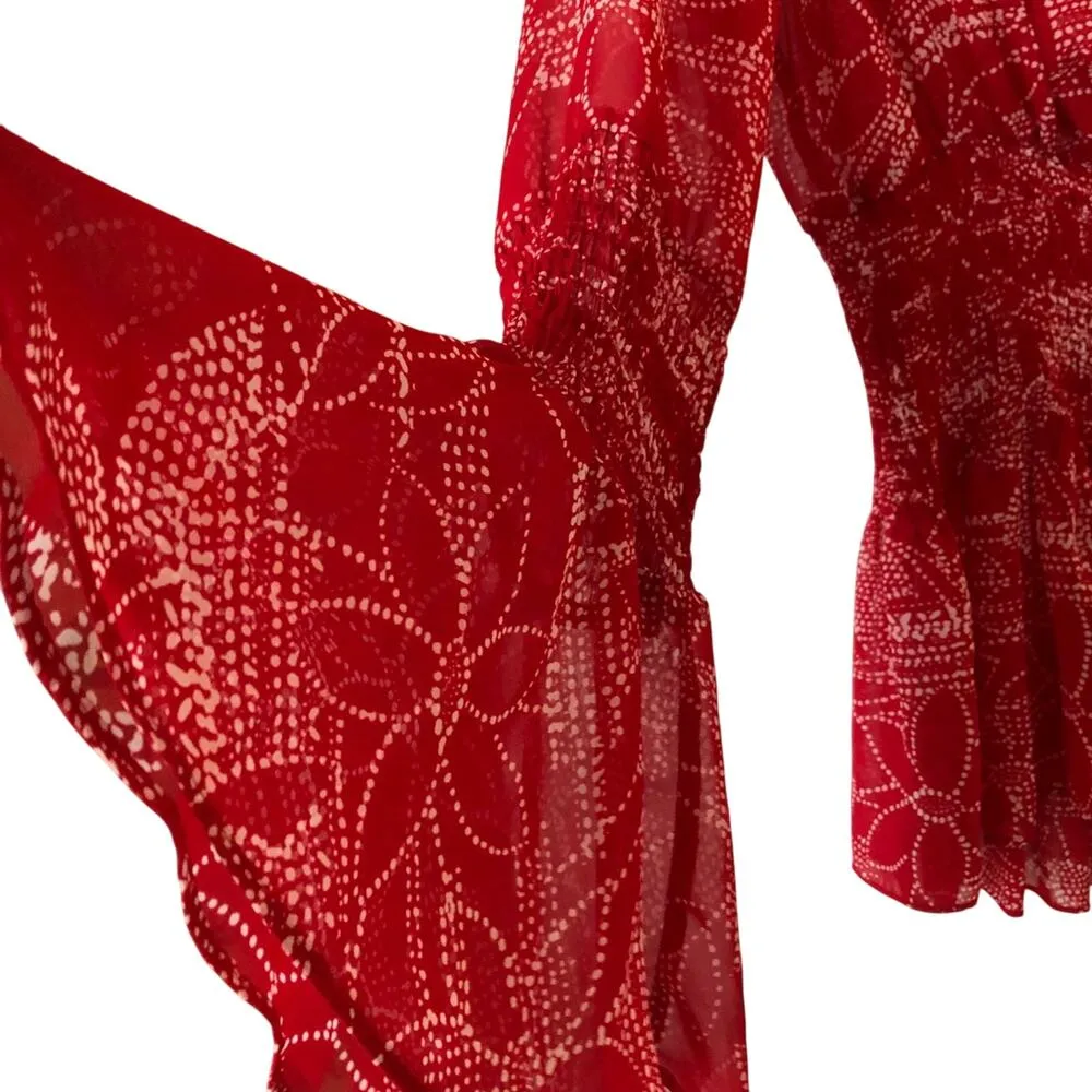 bisou bisou red blouse size 8 - Image 3