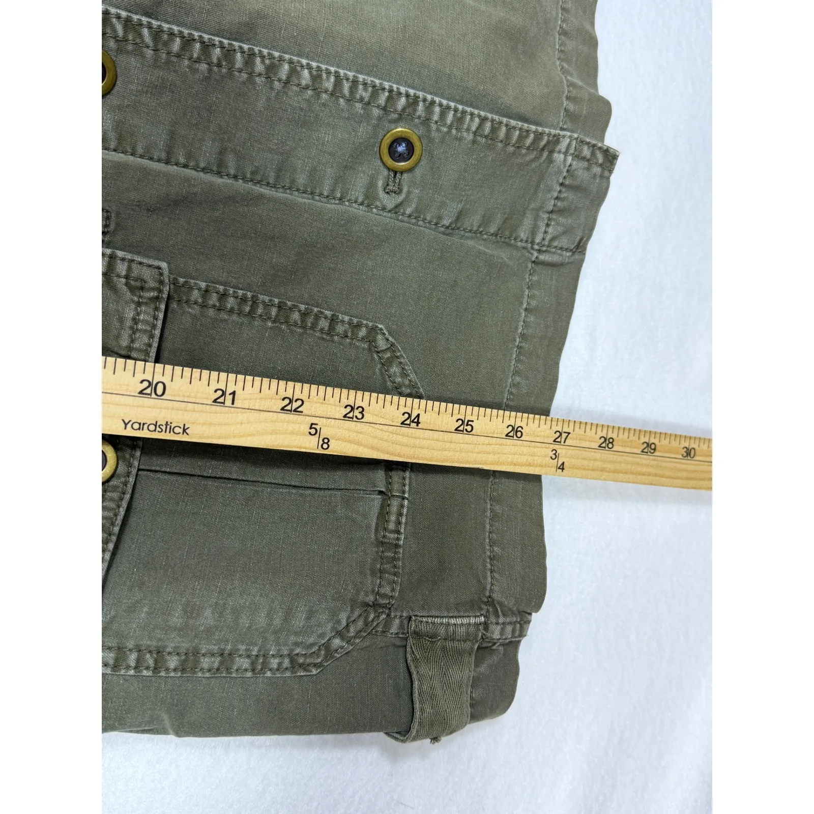 Anthropologie Utility Jacket Military Green Fair Isle wool Knit Back Women XS - Image 4