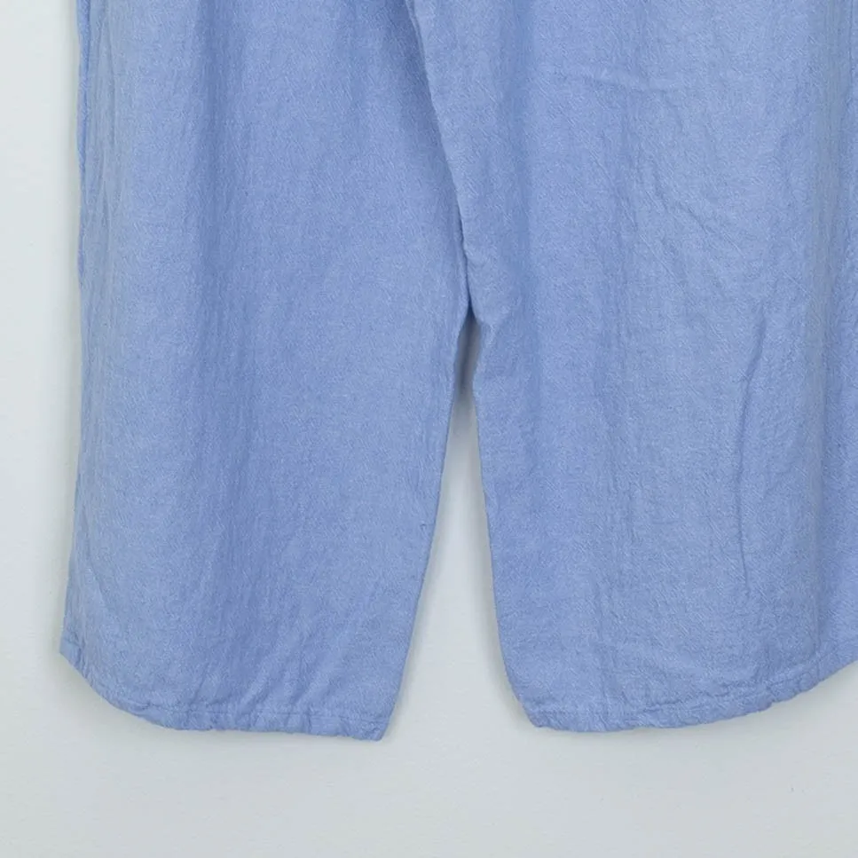 Susan Graver Pure Womens Blue Linen Blend Wide Leg Cropped Pants L Elastic Waist - Image 9