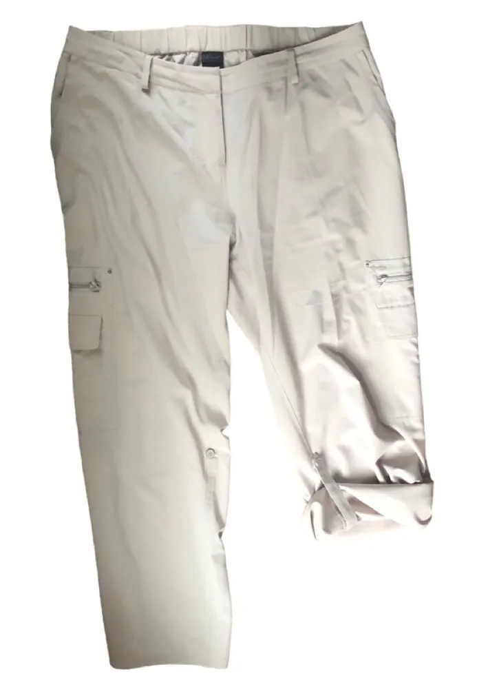 Soma Amelia Tech Cargo Pant Sz. L Roll Up Leg Pockets Beige Lightweight Lounge - Image 1