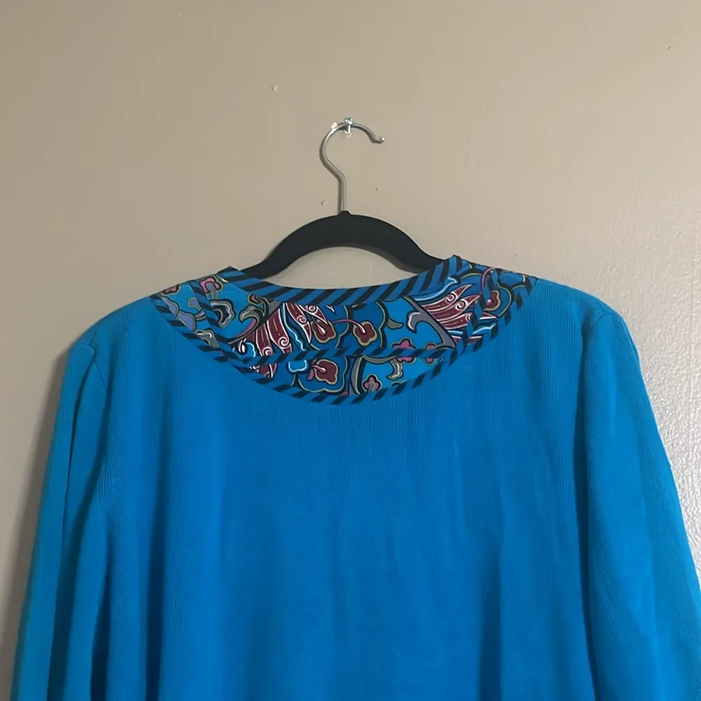 Koos of Course Cardigan Sweater Sz L Silk Blend Knitted Pockets Button Up Pocket Blue Size L - Image 5