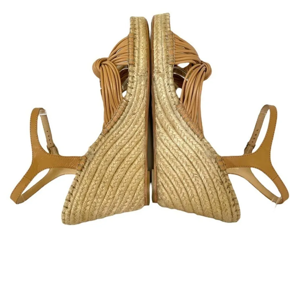 Priya Wedge Espadrille in Beige/Khaki - Heeled Leather Sandal - Image 10