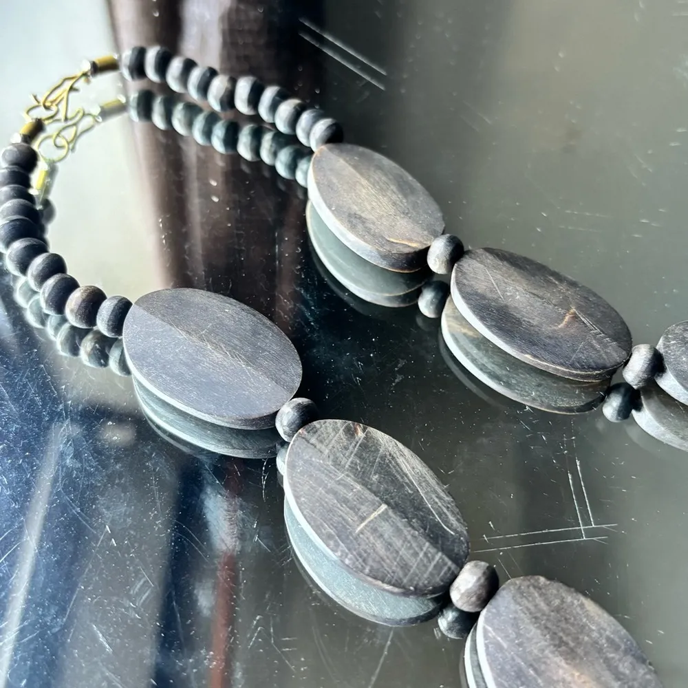 Black Matte Wooden Bead Necklace - Image 8