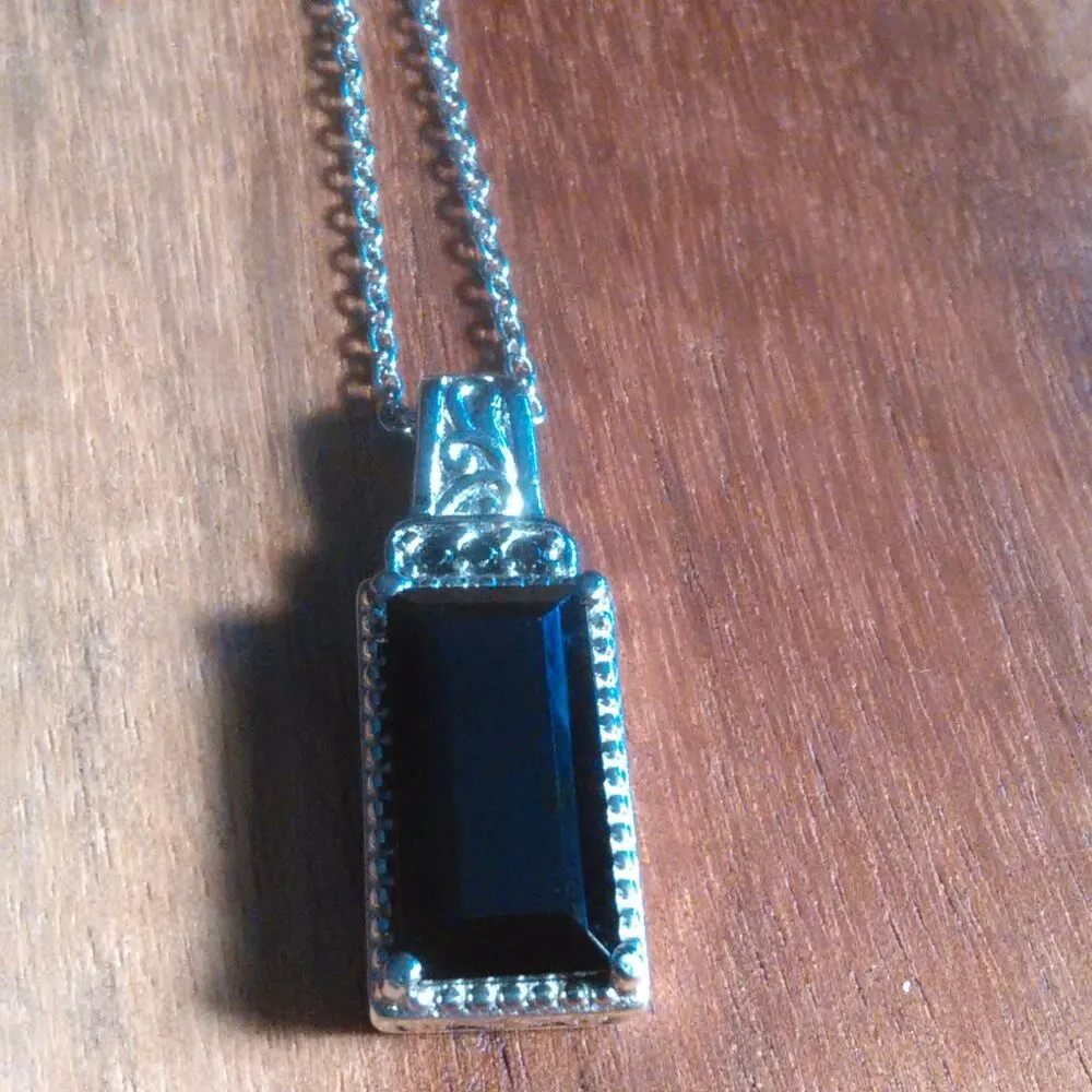 Thai Black Spinel Stainless Steel Necklace - Image 4