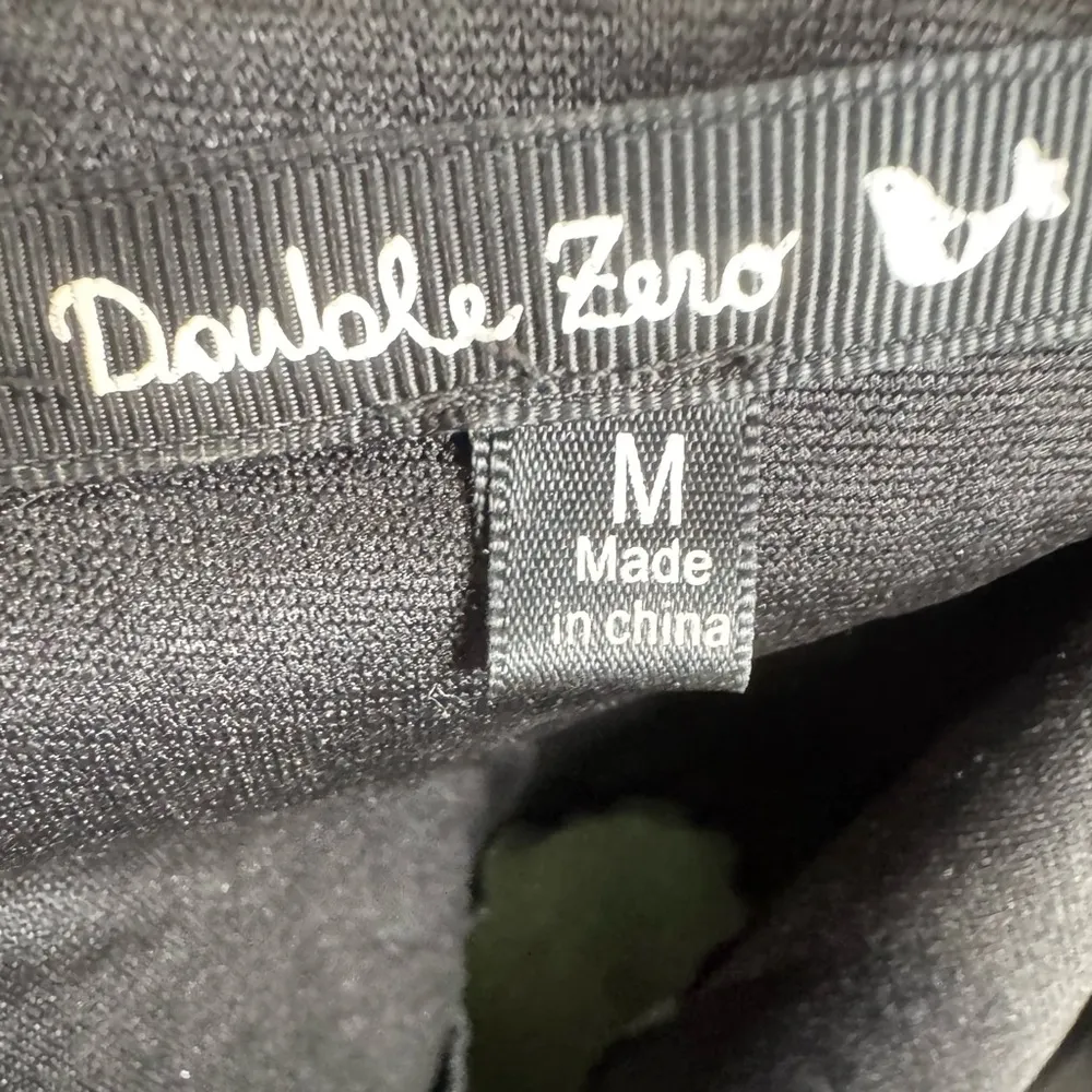 Double Zero black leather army green chiffon combo peplum top size medium - Image 4