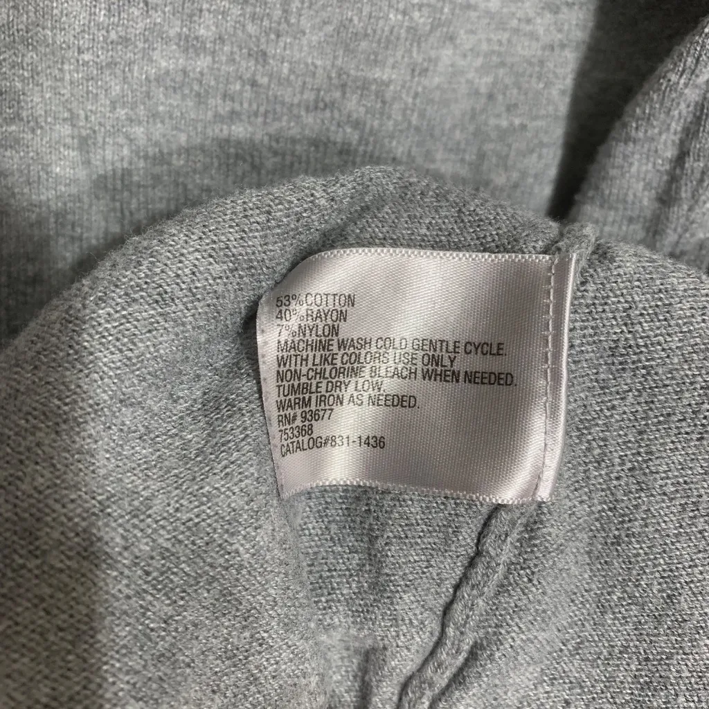 Worthington Gray Cardigan Sweater Women’s Small Button Front Ruched Detail 3/4 S - Image 6