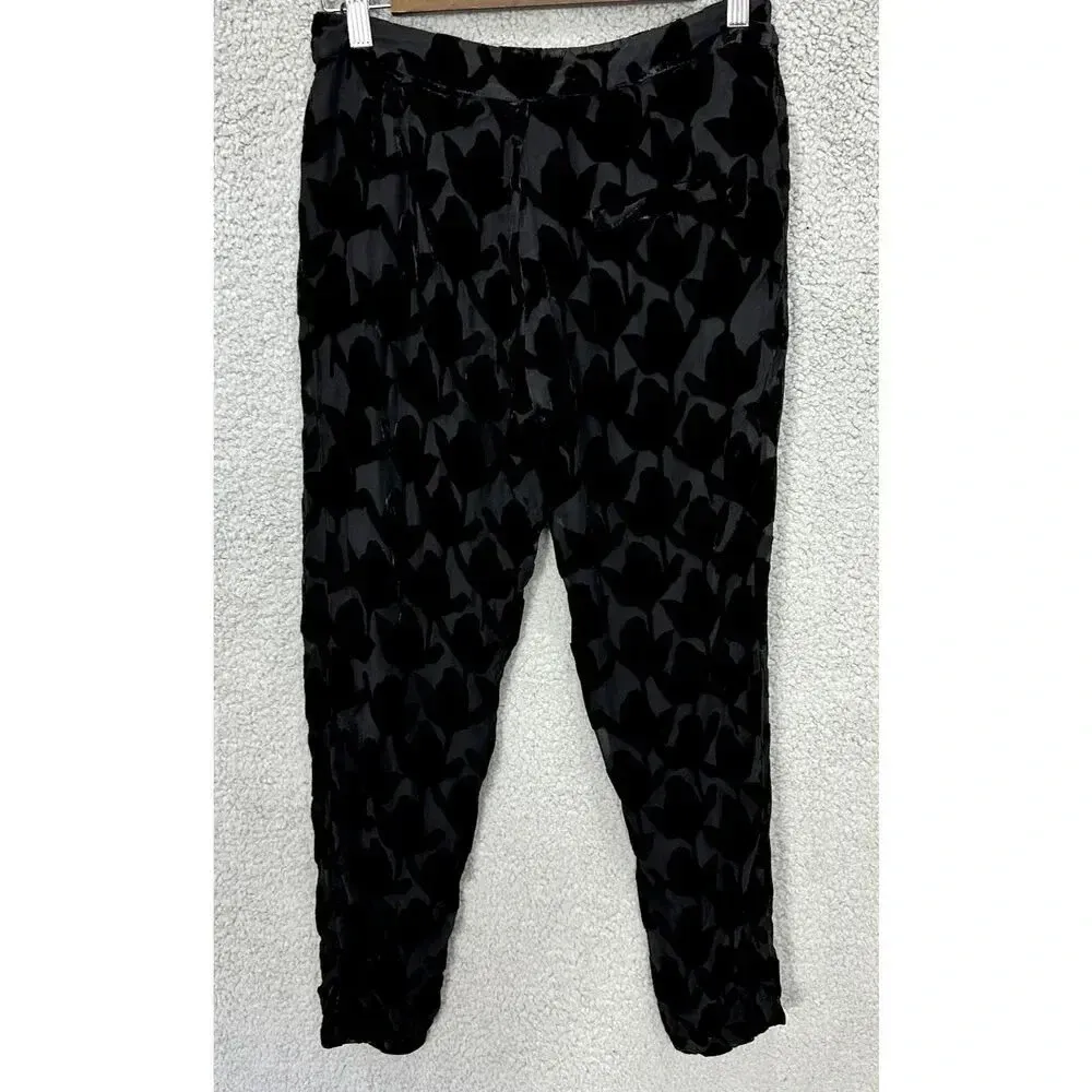 Harlyn slim leg pants 0 black velvet burnout silk whimsigoth career‎ holiday - Image 3