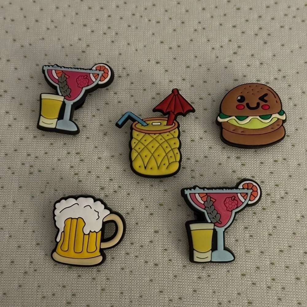 Jibbitz Beer & Burgers Croc Charms Set of 5 NWT Brown Size undefined - Image 2