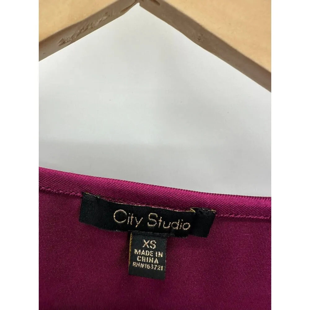 City Studio Womens Cut Out Bodycon Dress Size XS Wine Cocktail Event Party Purple - Image 6