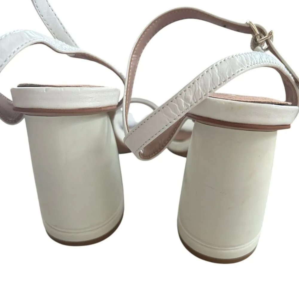 Zac Posen Chunky Heel Logo White Sandal - Image 6