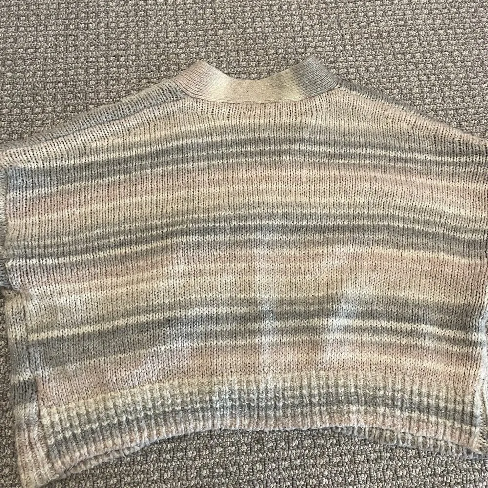 Urban Outfitters Cardigan Womens Medium Knit Beige Cropped Oversized Striped - Image 3