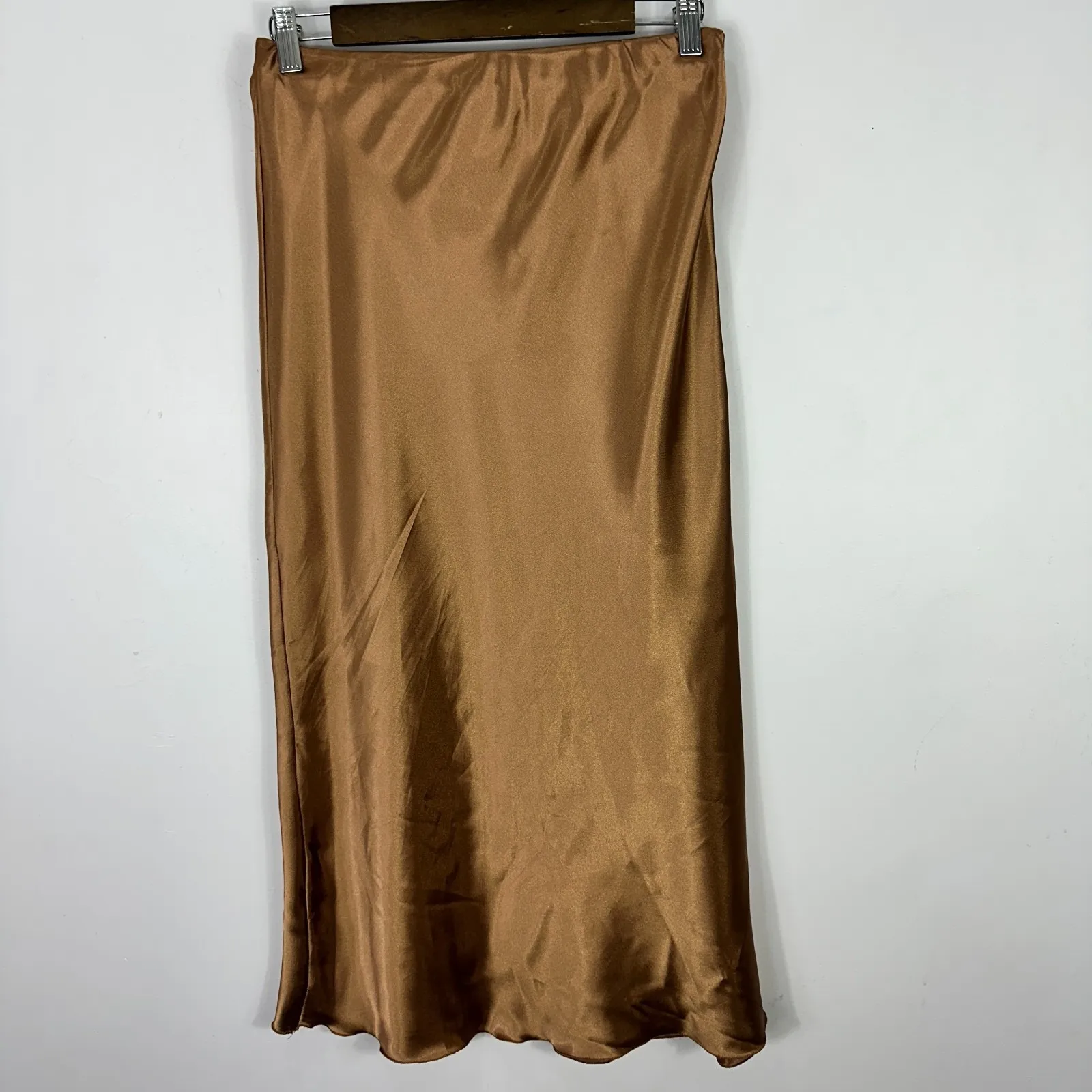 Marcis Satin Slip Skirt Medium Gold Quiet Luxury Minimalist Office Chic Parisian - Image 2