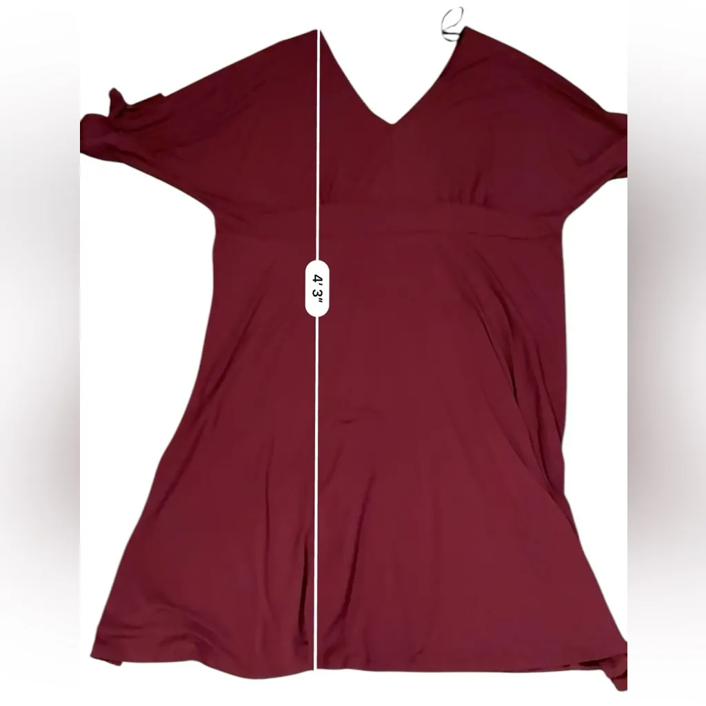 Eloquii Maroon Red Half Tie Sleeve V Neck‎ Slit Midi Dress Sz 28 Plus NEW - Image 13