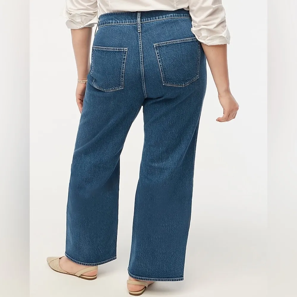 J Crew Factory Jeans Full Length Wide Leg All Day Stretch Blue 32 Tall NWT - Image 3