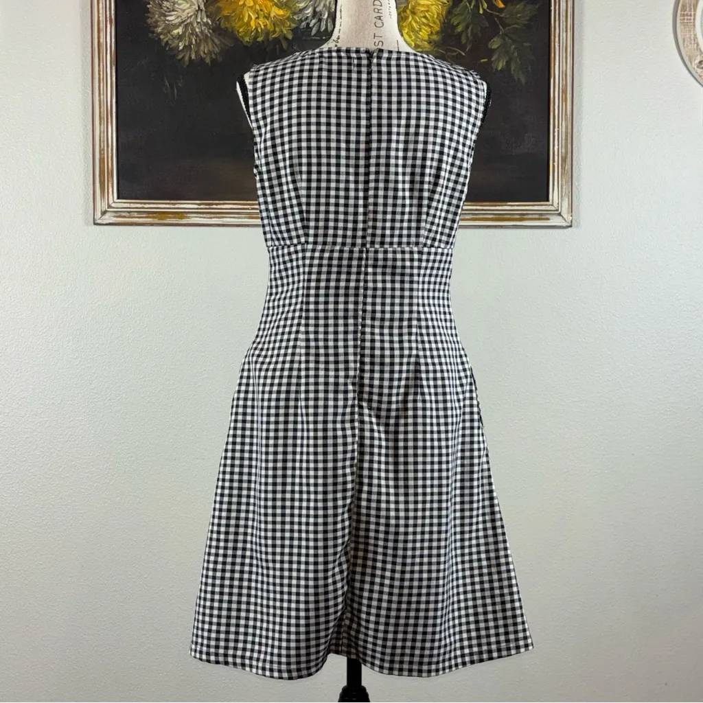 Gumac White Black Gingham Sleeveless Bow Dress Size Medium - Image 4