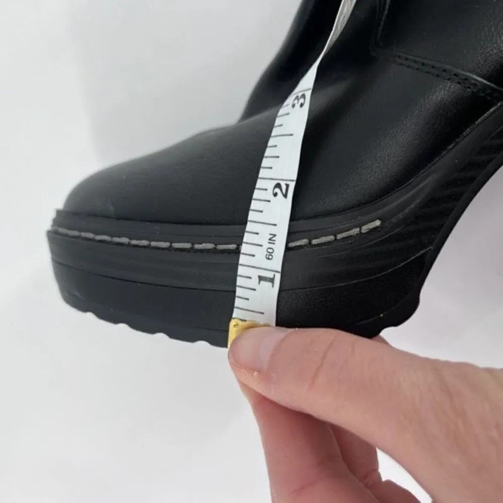 Sun + Stone Women's Faux Leather Block Heels Ankle Boots‎ Shoes Black Size 9 - Image 11