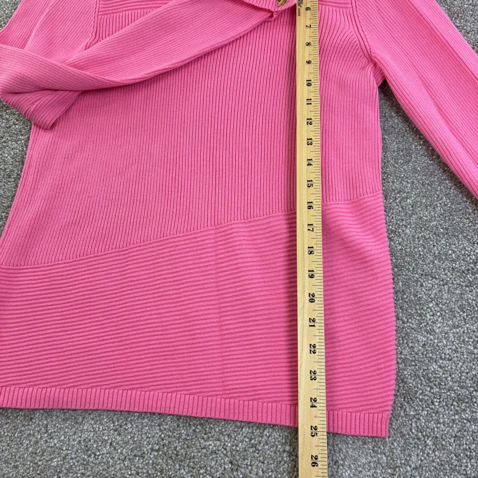 Charter Club Pink Ribbed Knit Long Sleeve Sweater Top Womens M Classic Knit - Image 4