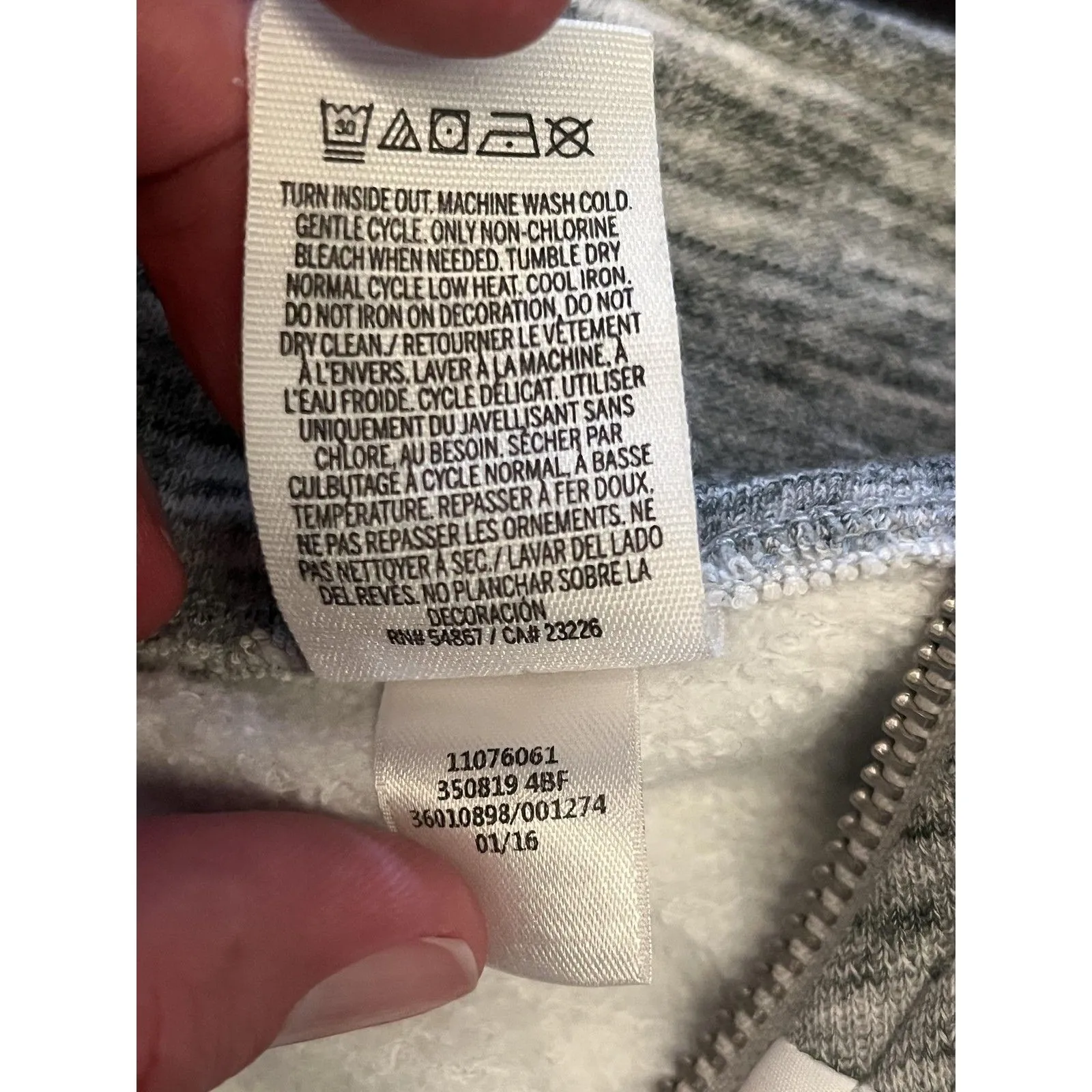 Victoria's Secret PINK Sweatshirt Womens Small Gray Quarter Zip Fleece Love Pink - Image 8