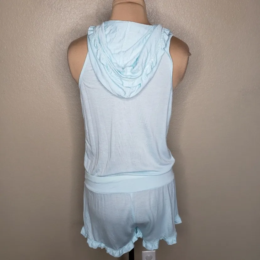 $70 NWOT Betsey Johnson Drapey French Terry Bridal Romper in light blue S - Image 9