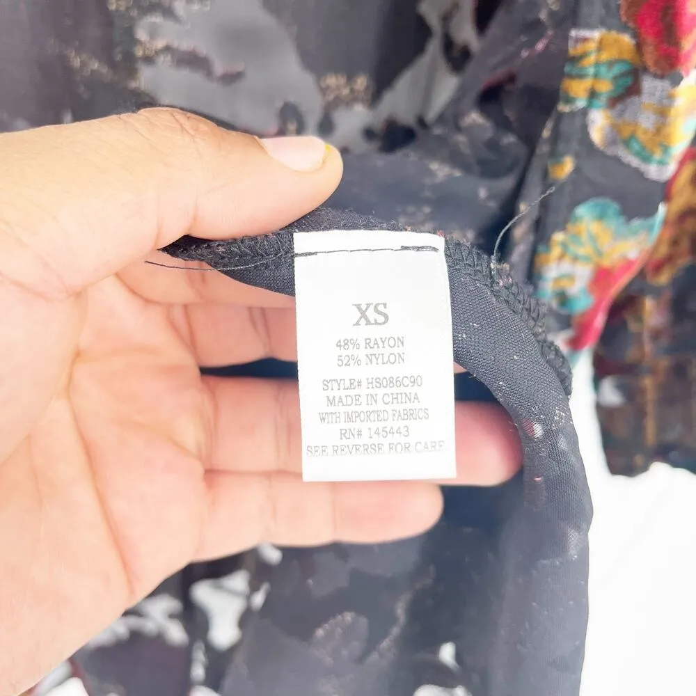 Chelsea  & Violet Womens Fall Foliage Lagenlook Open Front Velvet Kimono Size XS - Image 4