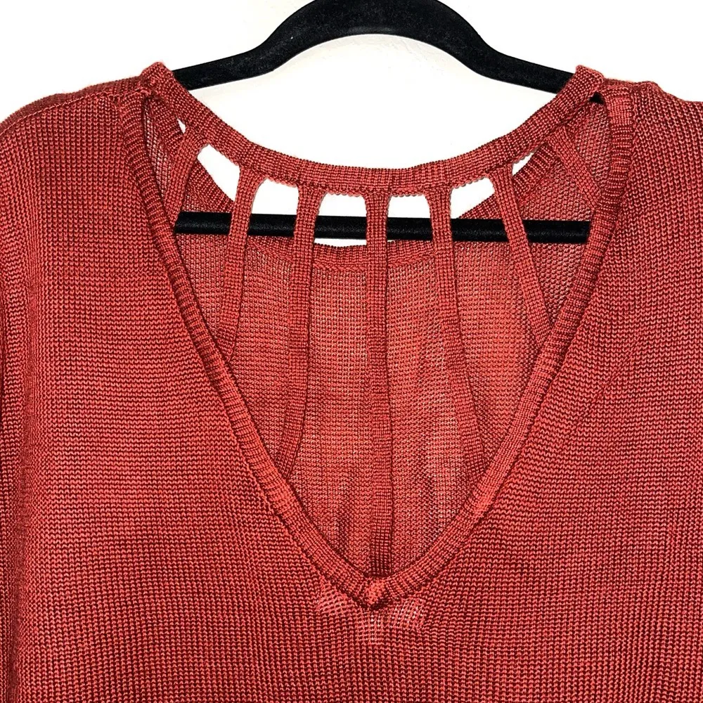 Burnt Orange Open Strappy Back Knit Top Medium Large - Image 7
