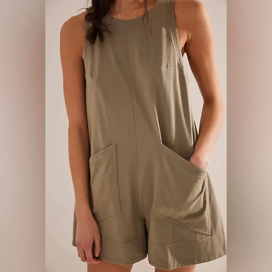 Free People Elliot Romper Cotton Brown - Image 3