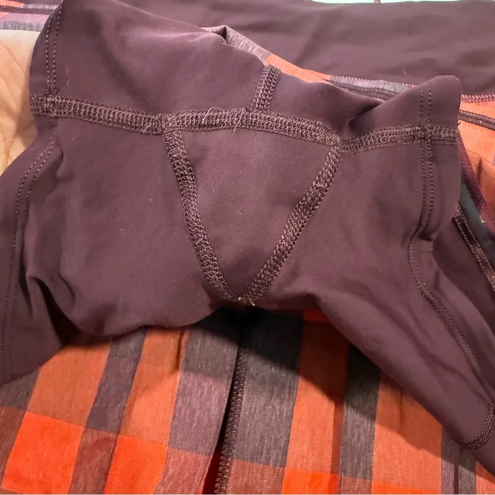 LULULEMON RUN PACE SKORT/SKIRT YAMA CHECK HEATHER FLAMING TOMATO BORDEAUX SZ 10 - Image 13