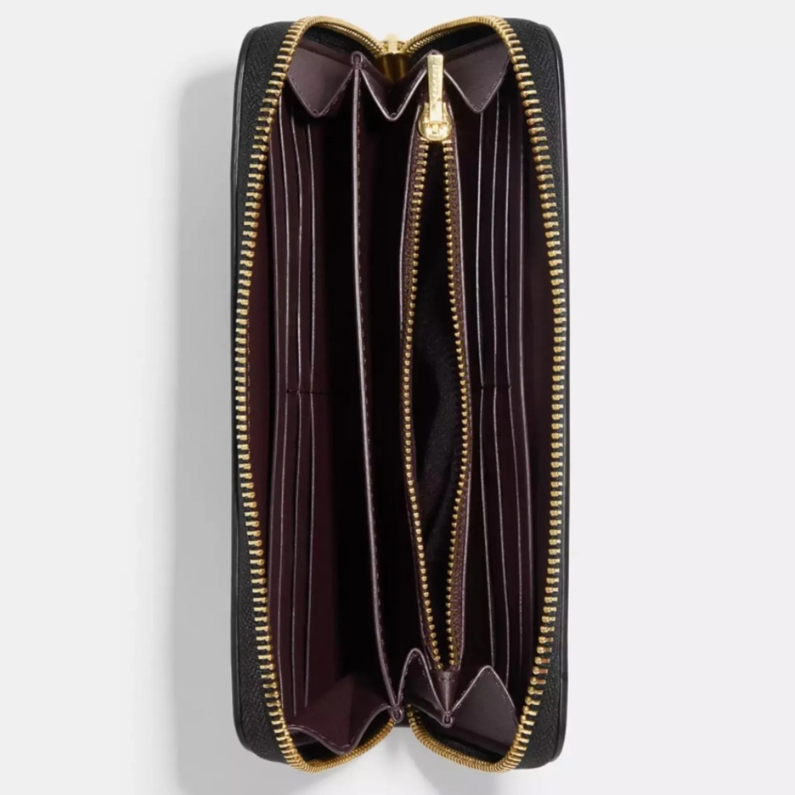 Coach Long Zip Around Signature Leather Wallet Smooth Black Leather / Gold NWT - Image 4