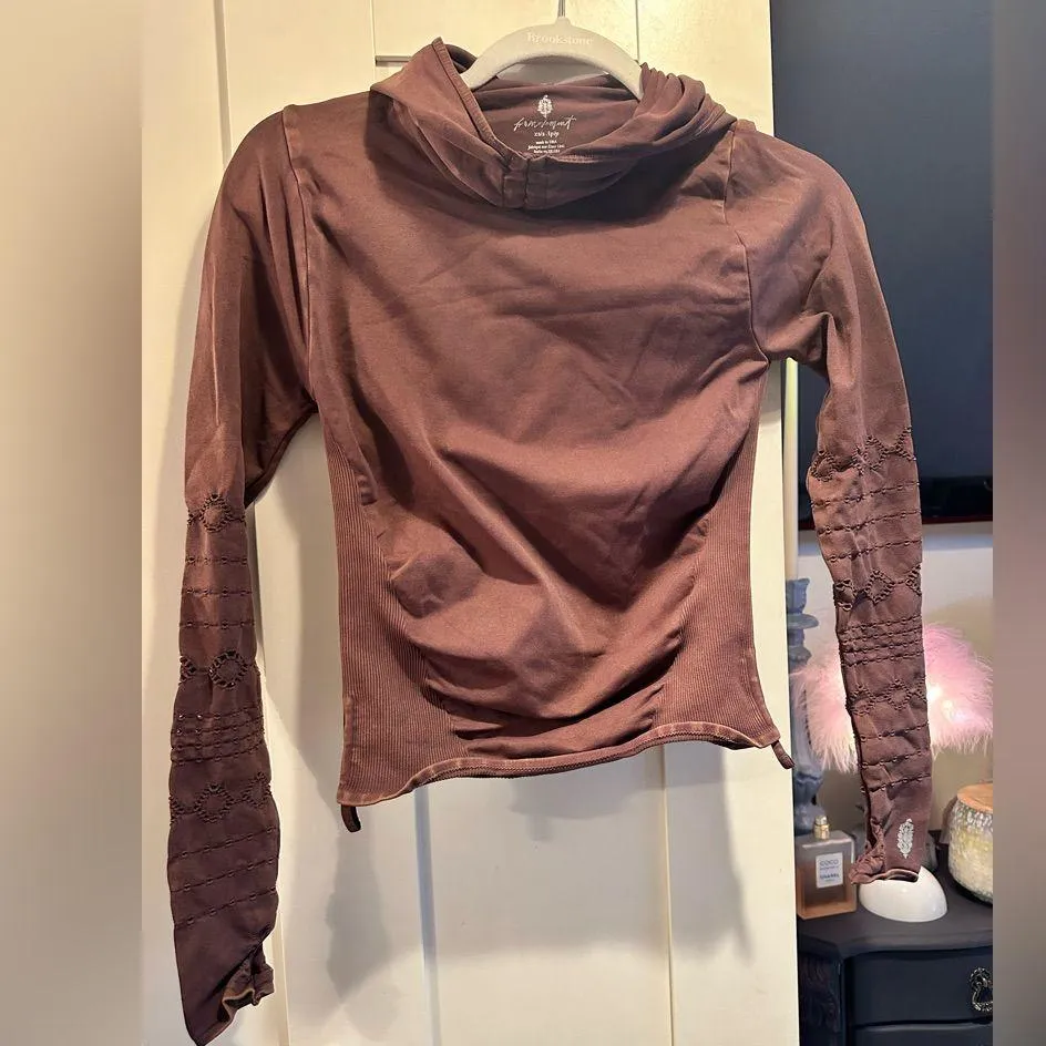 NWOT Free People Movement Good Karma Hoodie In Brown/Nutmeg Brown Size undefined - Image 4
