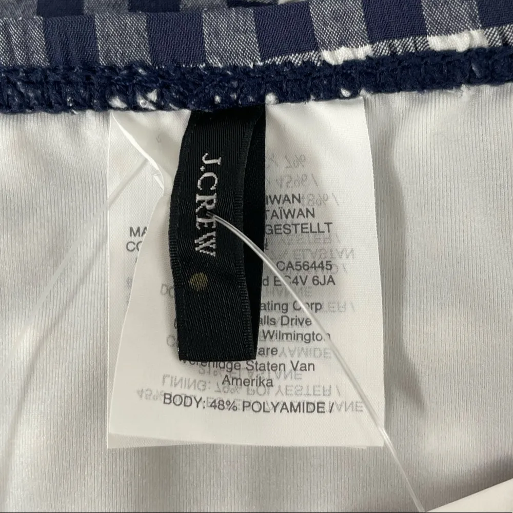 J. Crew Gingham High Waisted Bikini Bottoms Navy Blue White Size 3X - Image 3