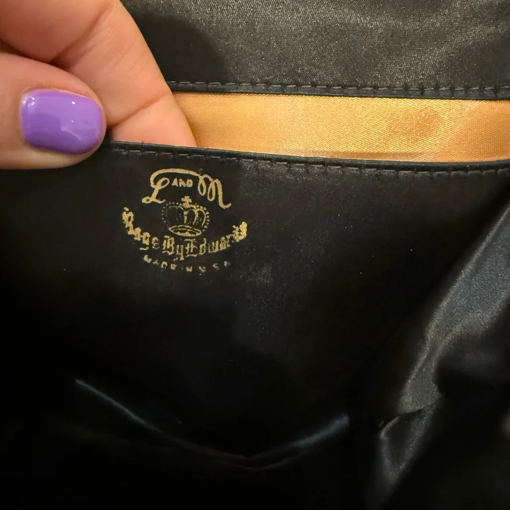 Vintage 1950s L&M Bags by Edwards Black Faille Handbag – Gold Padlock Clasp - Image 6