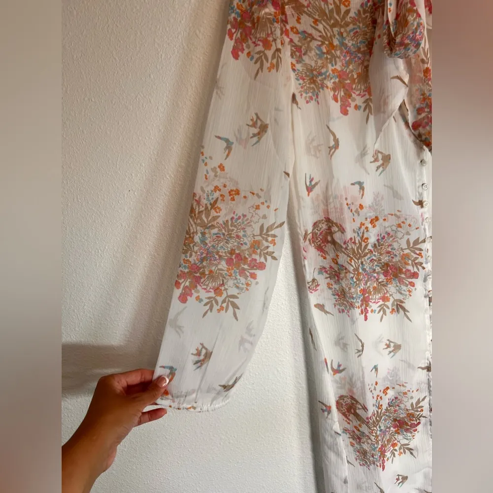 Kareena’s Sheer 100% Silk Floral Cover Up Dress Size S - Image 3