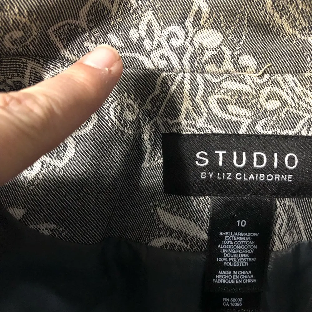 Liz Claiborne Studio by  suit jacket blazer gray paisley women’s size 10 - Image 12