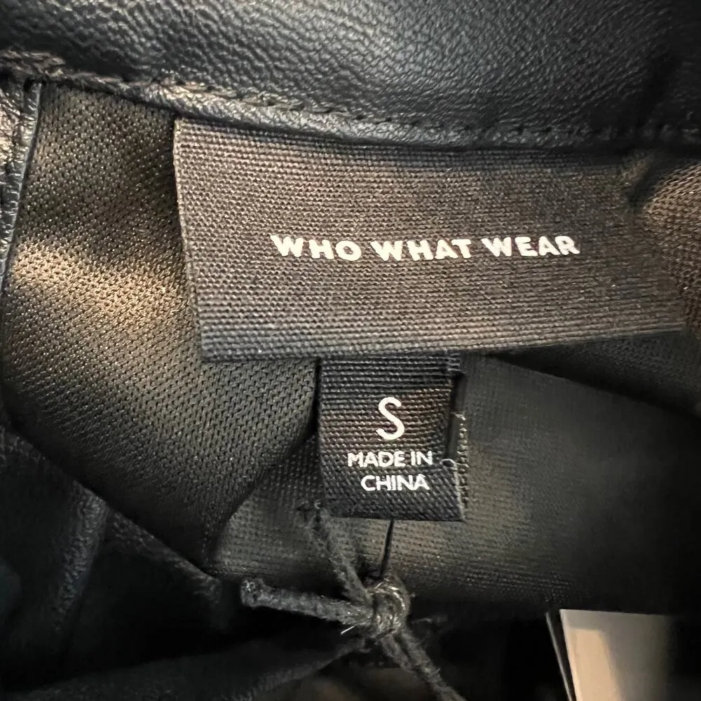 Who What Wear Vegan Leather Black Mock Neck Long Sleeve A-Line Dress NWT Size M - Image 9