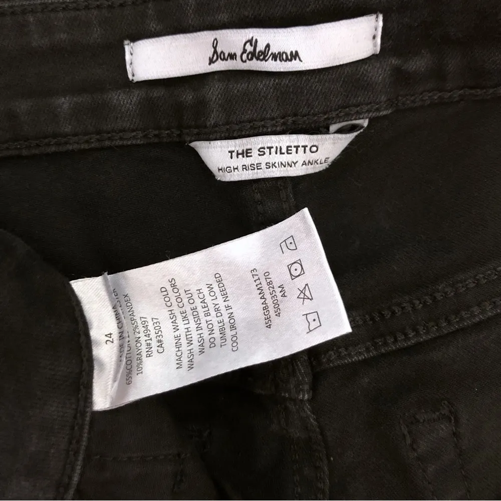 Sam Edelman Size 24 The Stiletto High Rise Skinny Ankle Fringe Hem Black Jeans - Image 6