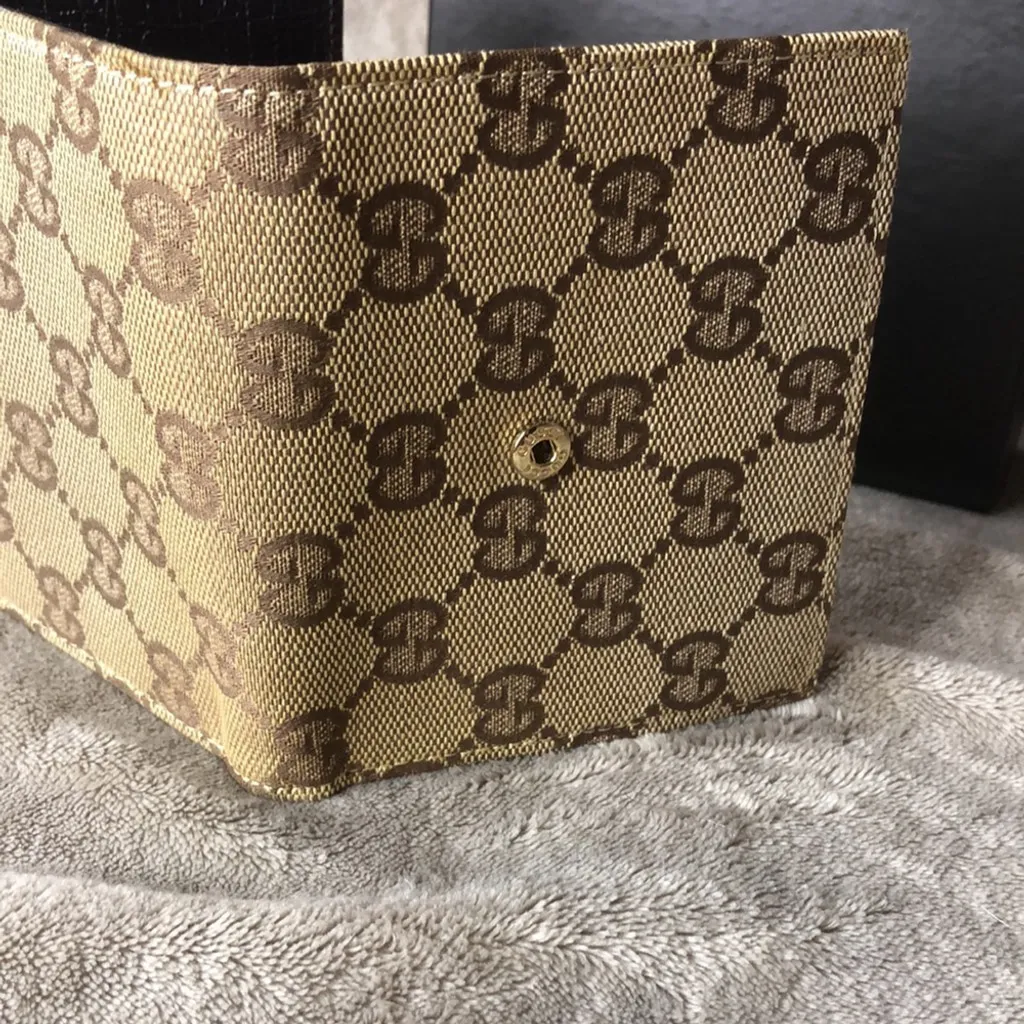 GUCCI GG Sherry Line Horsebit Trifold Canvas Leather Wallet and GUCCI BOX Mint - Image 10