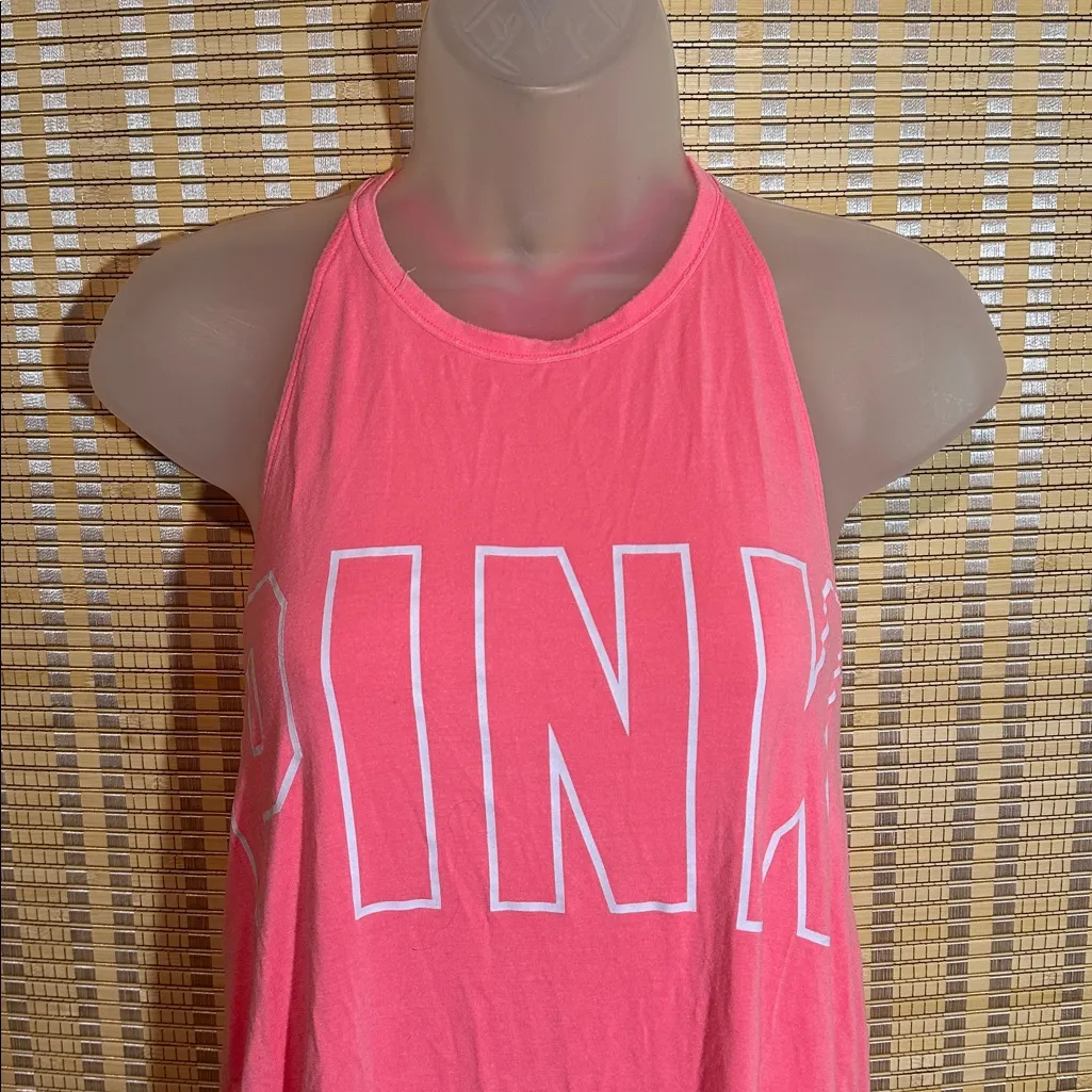 PINK Victoria's Secret Hot Pink Oversized Racerback Super Soft Tank Top Small S - Image 2