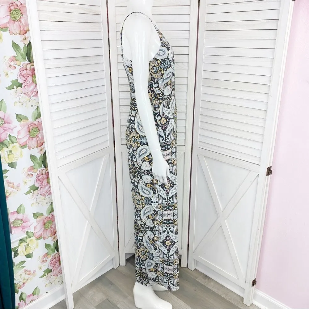 Loft Paisley Sleeveless Surplice Top Wide Leg Jumpsuit Black Multi Size 0 - Image 4