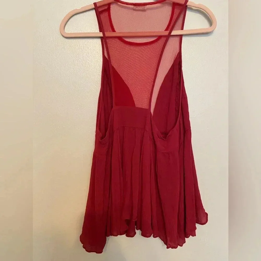 Free People by Intimately Blouse Romantic Mesh Cami Christmas Holiday Festive - Image 3