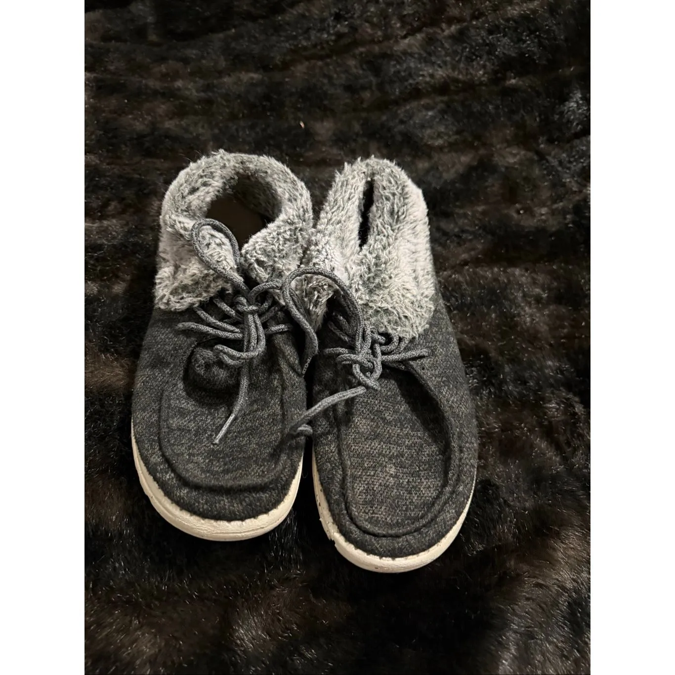 Hey Dude Britt Boots Dark Gray Faux Fur Lined Chukka Moccasin Sneakers Size 9 - Image 2