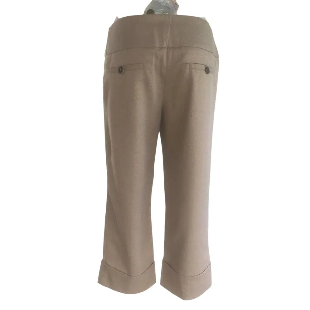 Cache Crop Gold Metallic Pant 3" Wide Waist Self Belt Stretch New $118 NWT - Image 8