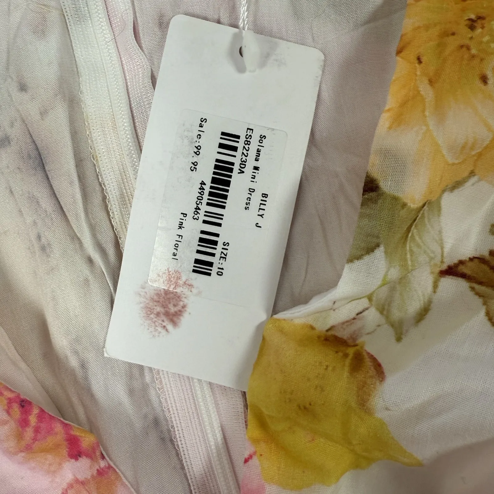 Billy J Solana Mini Dress Womens‎ Size 10 Pink Gold Floral NWT New - Image 4