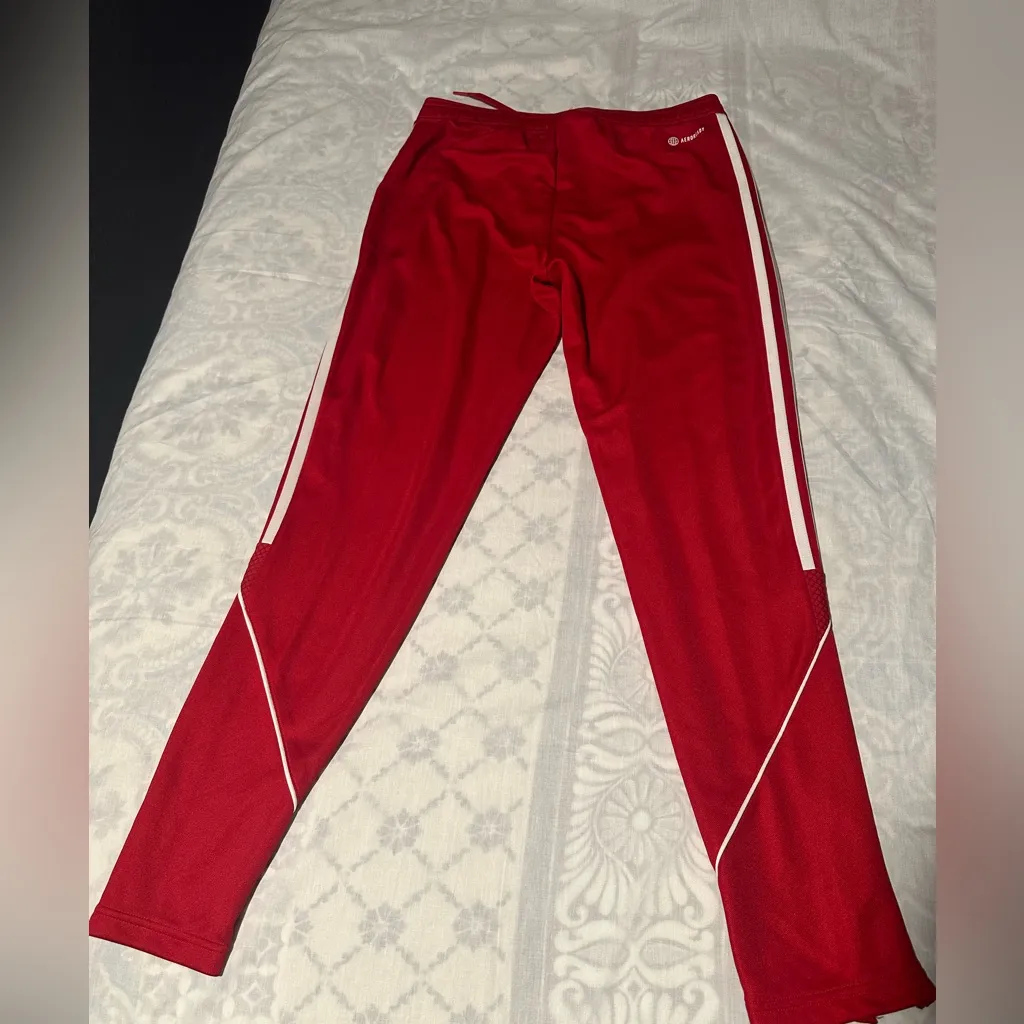 Adidas women regular fit  Red Joggers with White Stripes - Image 3