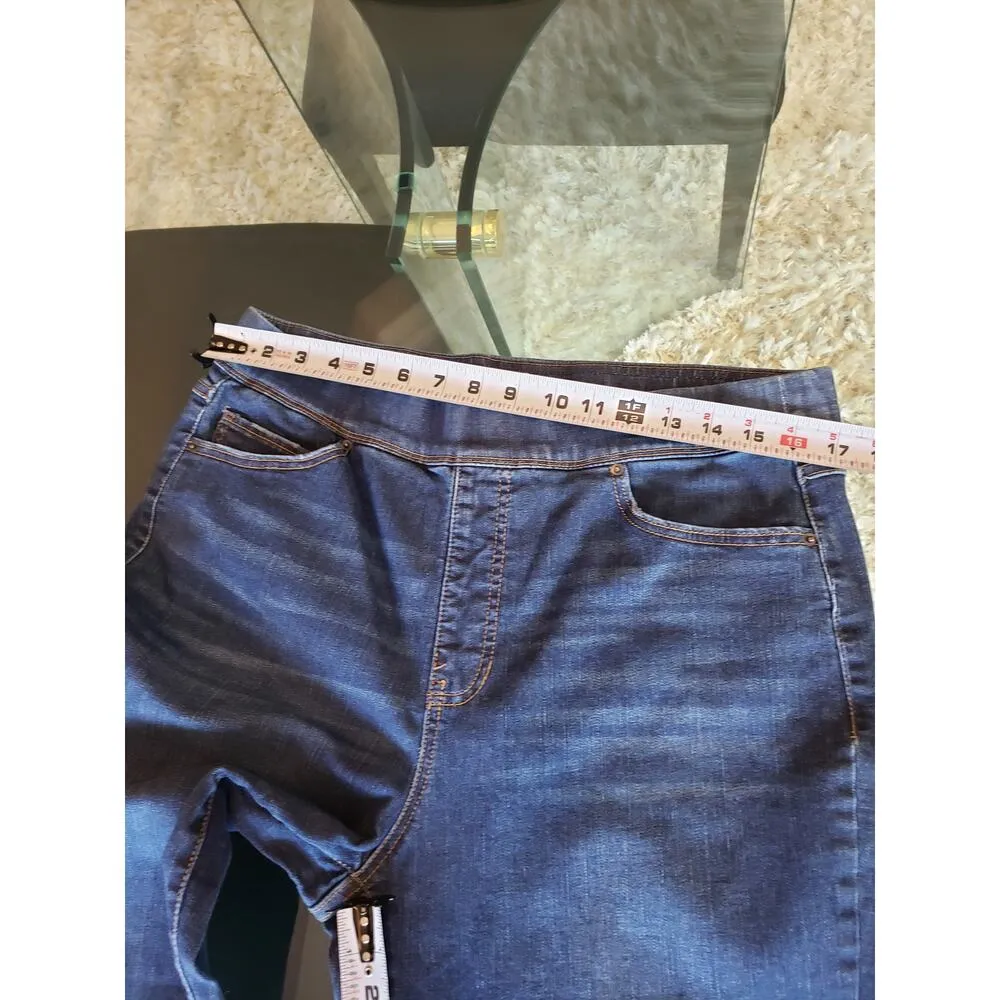 Terra & Sky Jeans Womens 14W Blue Denim Pockets High Rise Waistband Skinny Leg - Image 8