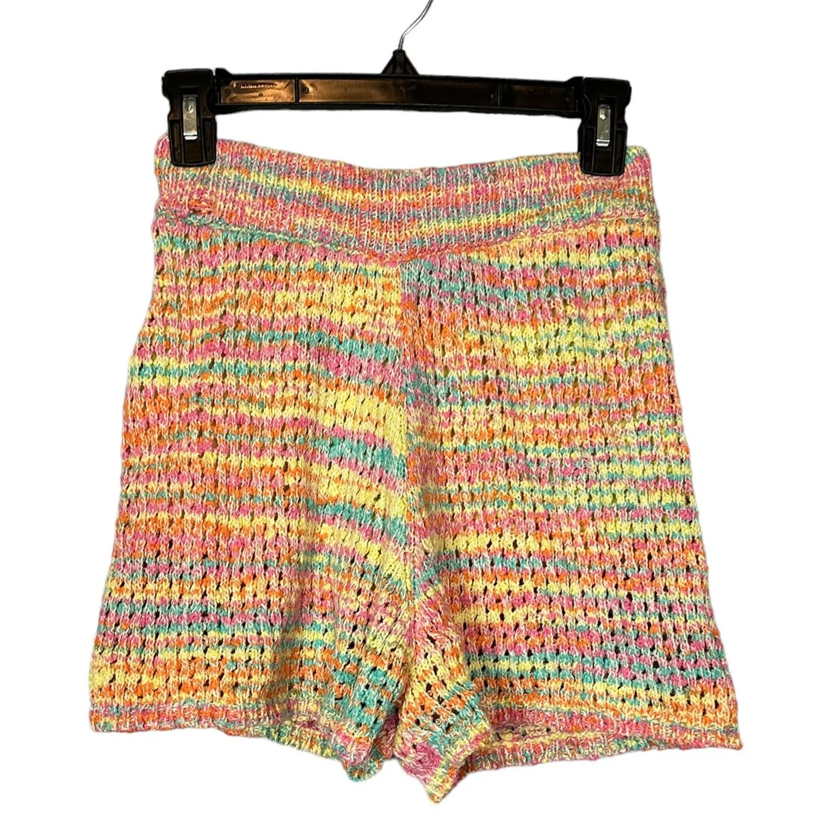 Something Navy Pastel Rainbow Sweater Shorts Rainbow SMALL Crochet Italian $115 - Image 8
