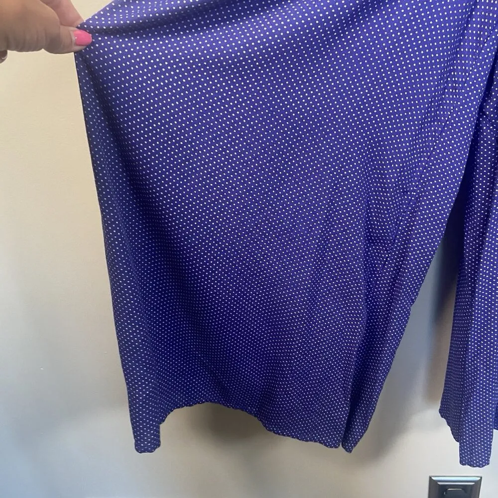 Anthropologie Maeve Justine Blue‎ Polka Dot Wide Leg Jumpsuit Size 0P Preppy - Image 6