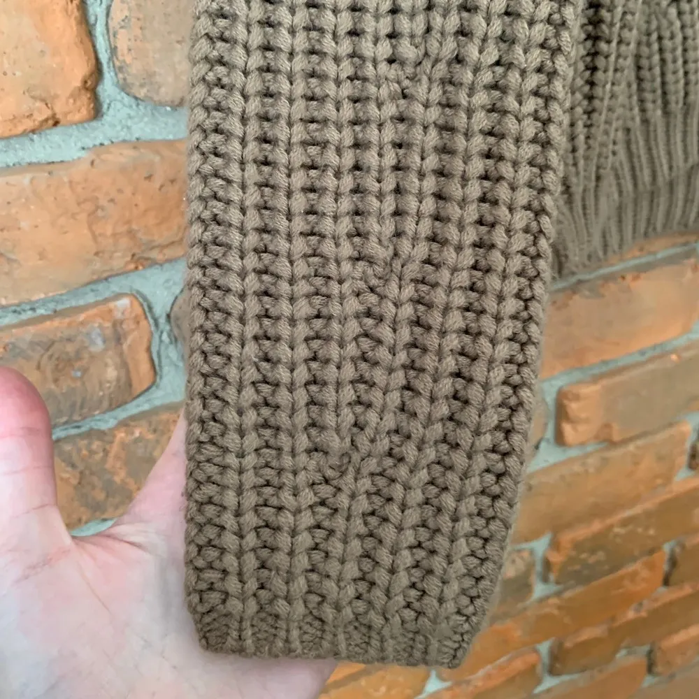 Daytrip Buckle Chunky Ribbed Quarter Zip Long Sleeve Pullover Sweater Brown - XS - Image 2