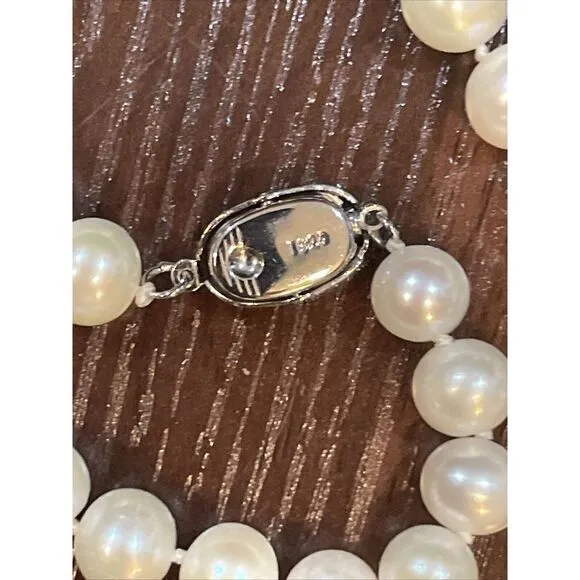 Vintage T 925 Signed White Faux Pearl Strand‎ Necklace 18" Long - Image 2